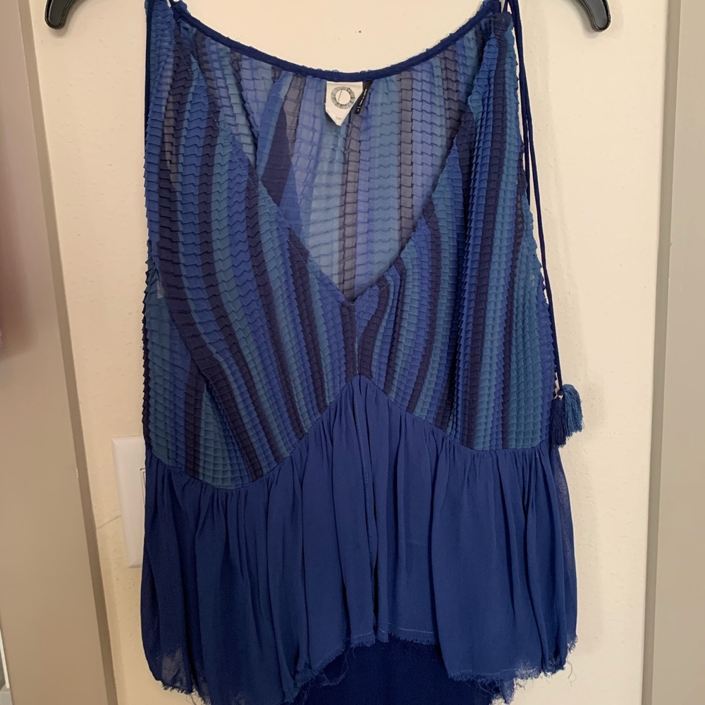 Anthro flowy Blue Tank